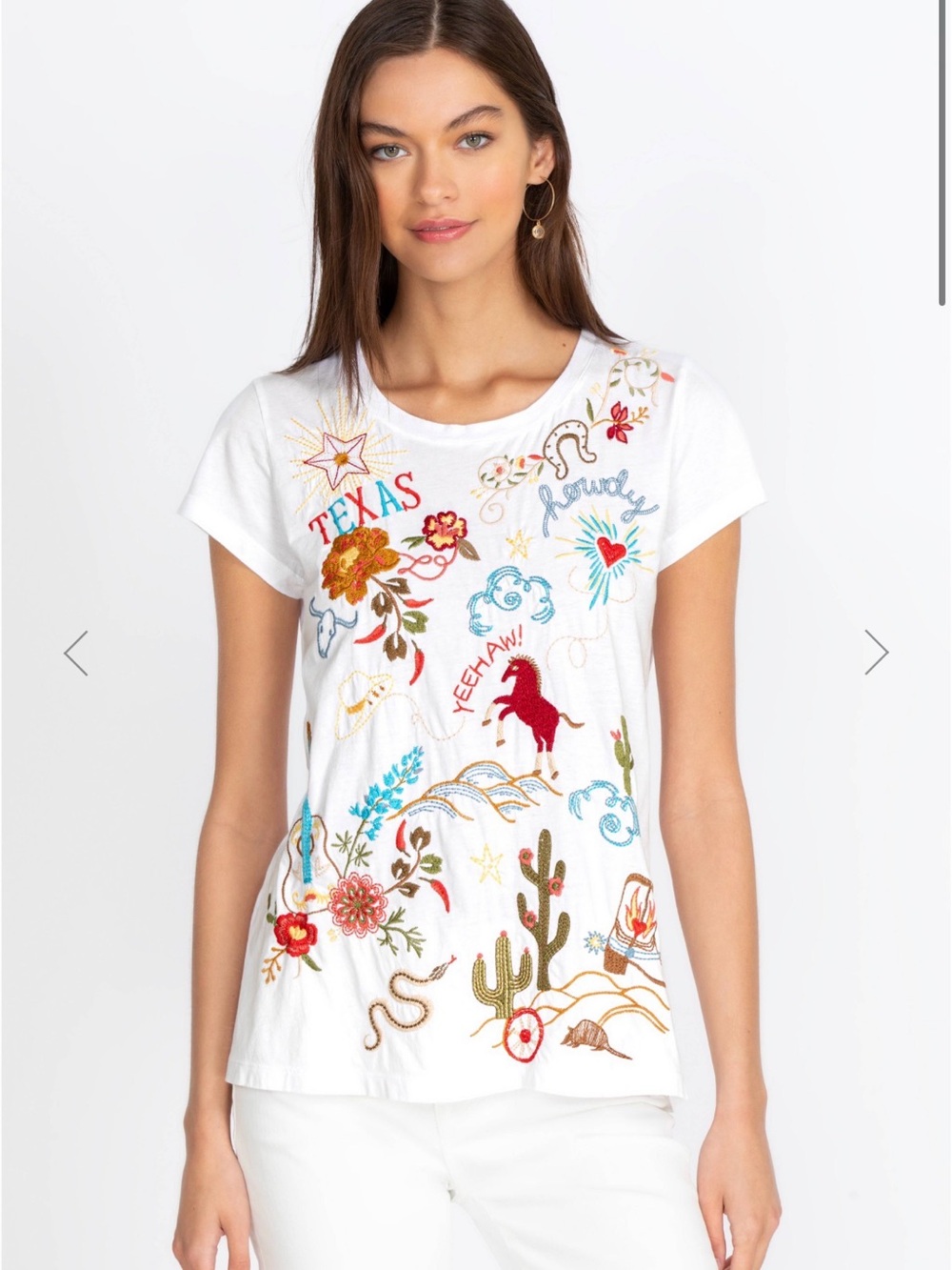 Johnny Was Texas Embroidered Western Graphic Tee